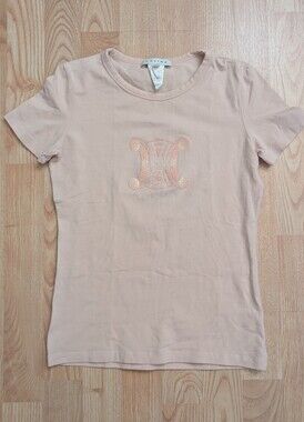 Celine Vintage Triomphe Baby Pink T-shirt Size Small Like New
